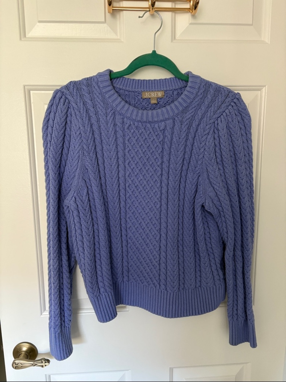 J. Crew periwinkle Cable-Knit Crewneck Sweater